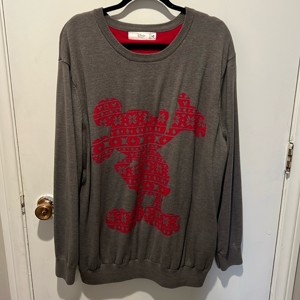 Disney Gray Sweater with Red Mickey Design